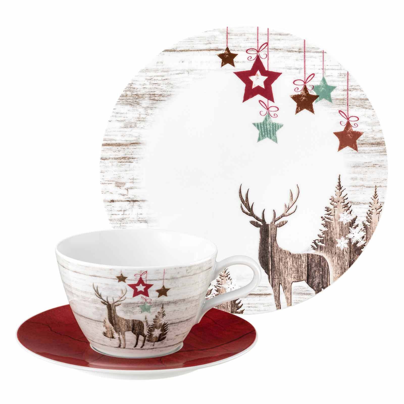 Seltmann Weiden Kaffeeservice Life Christmas Milchkaffeeservice 18er Set (18-tlg), 6 Personen, Porzellan