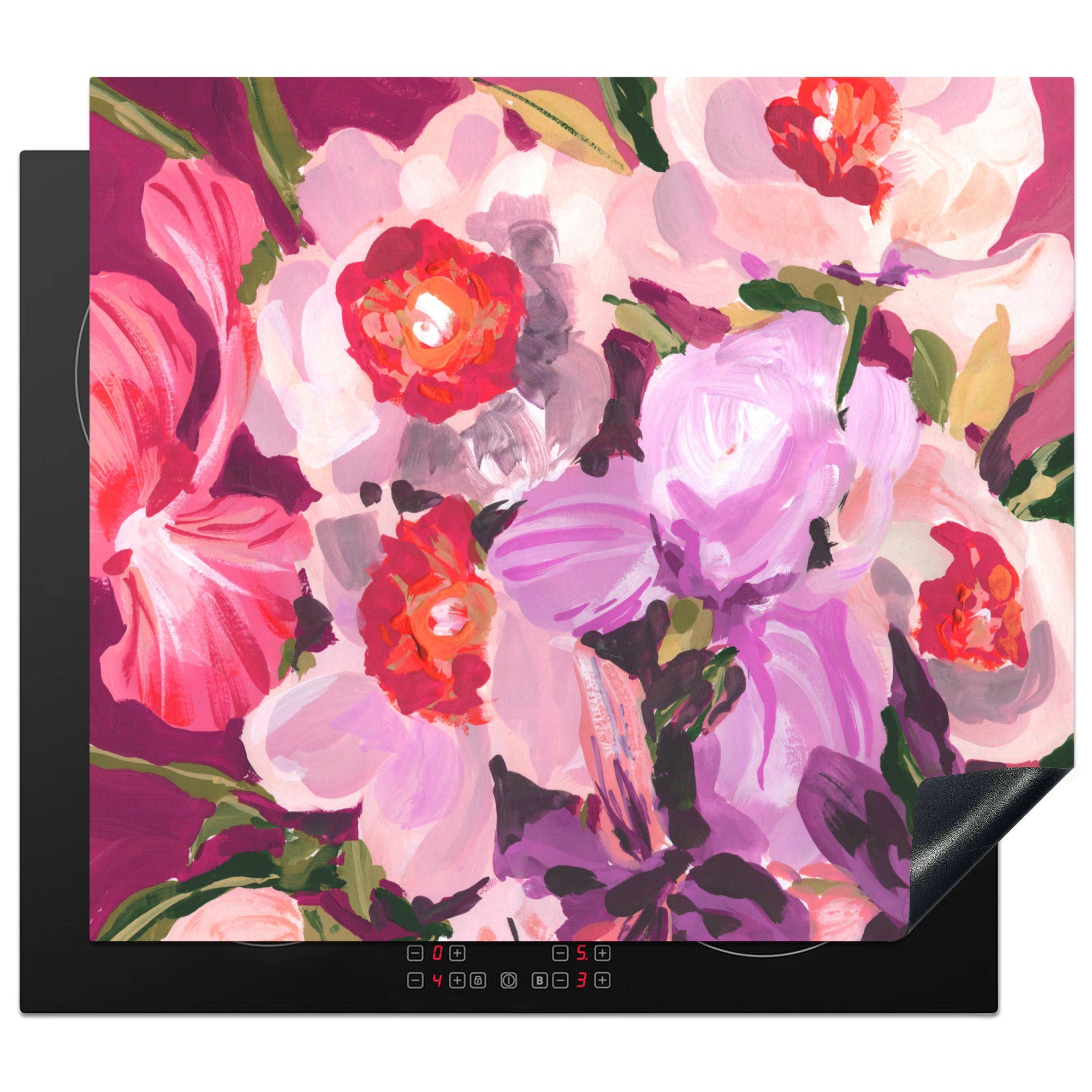 MuchoWow Herdblende-/Abdeckplatte Rosa - Orchidee - Blumen - Botanisch, Vinyl, (1 tlg), 60x52 cm, Mobile Arbeitsfläche nutzbar, Ceranfeldabdeckung