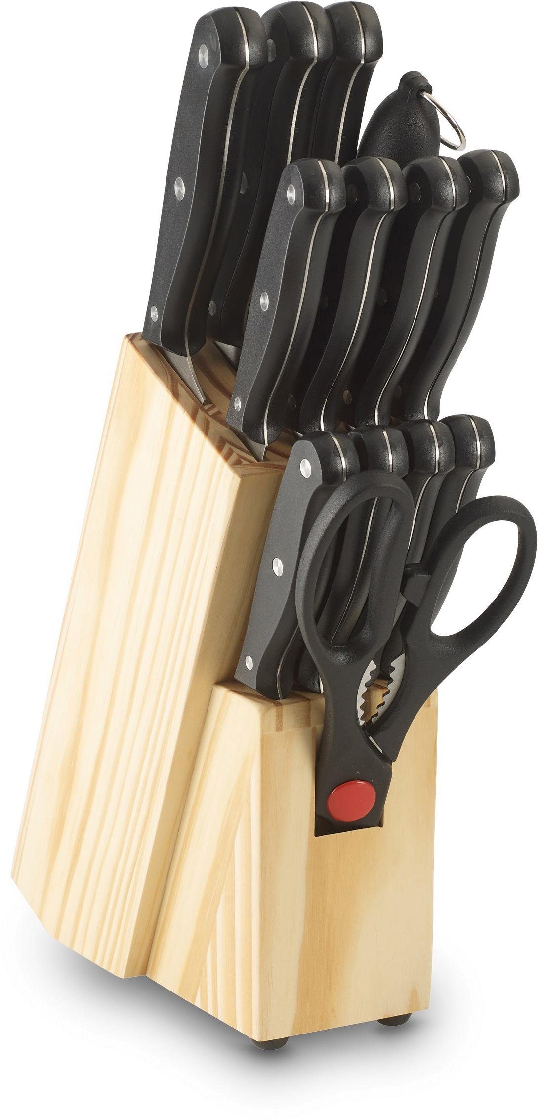 ECHTWERK Messerblock (14tlg), Basic Küchenmesser Set aus hochwertigem Klingenstahl, Griff schwarz