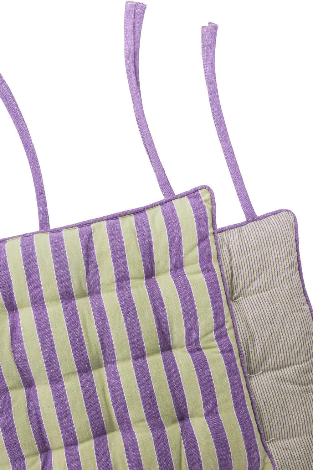 Tranquillo Sitzkissen VIVID LINES lila 40x40x4 cm Bio-Baumwoll-Bezug Bänder zum Fixieren