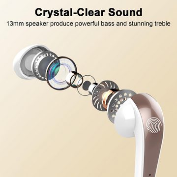 BESNOOW Kabellos Bluetooth 5.3 mit 4 Mikrofon, LED-Anzeige, 2024 Neue In-Ear-Kopfhörer (Dynamischer Treiber und Bassverstärkung für beeindruckende Klangqualität, ENC Lärmreduzierung Earbuds, 40H Tiefer Bass, IP7 Wasserdicht Ohrhörer)