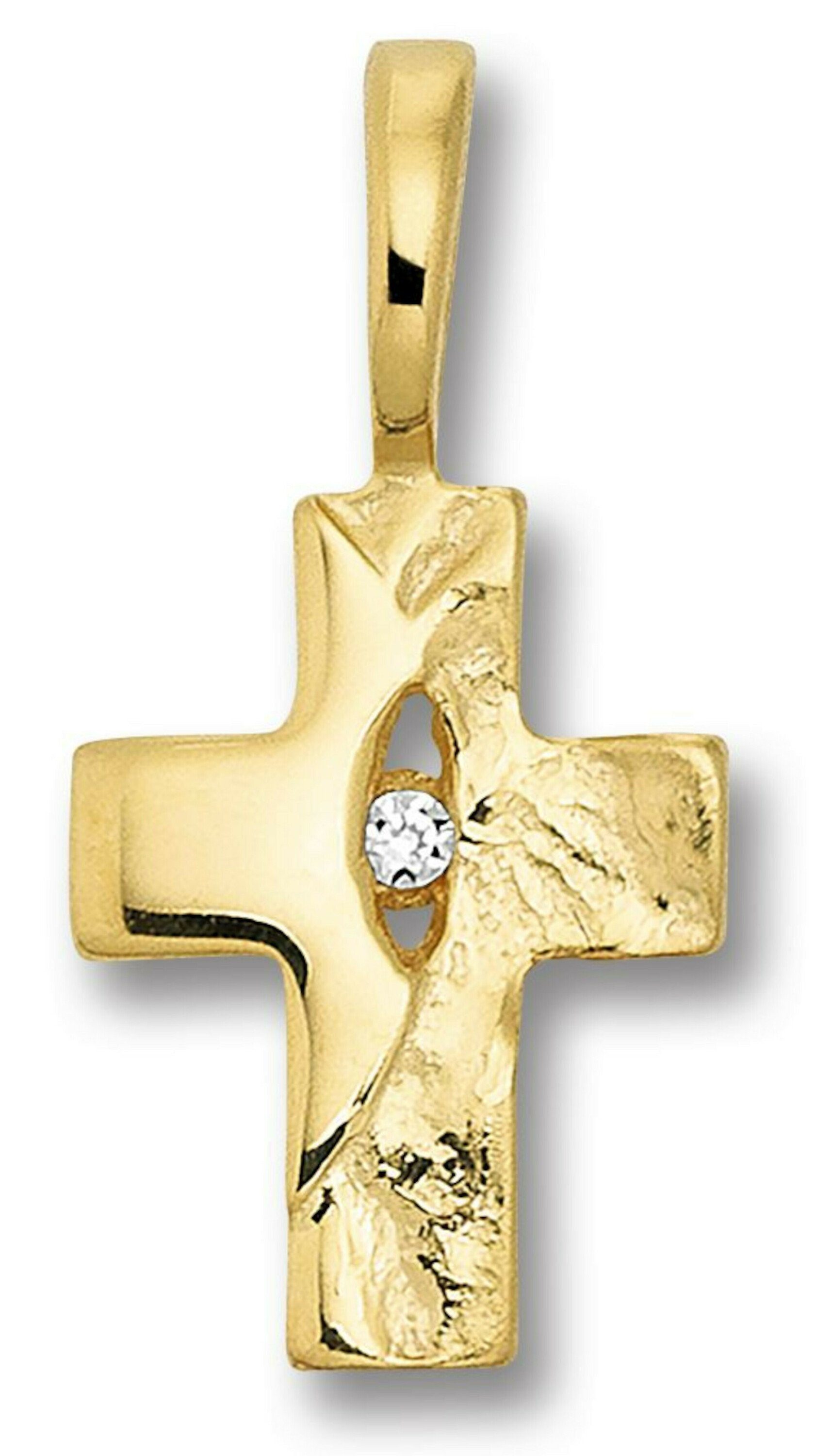 ONE ELEMENT Kettenanhänger 0.01 ct Diamant Brillant Anhänger aus 585  Gelbgold, Damen Gold Schmuck, Breite : 8,50 mm - Höhe : 16,80 mm incl. Öse