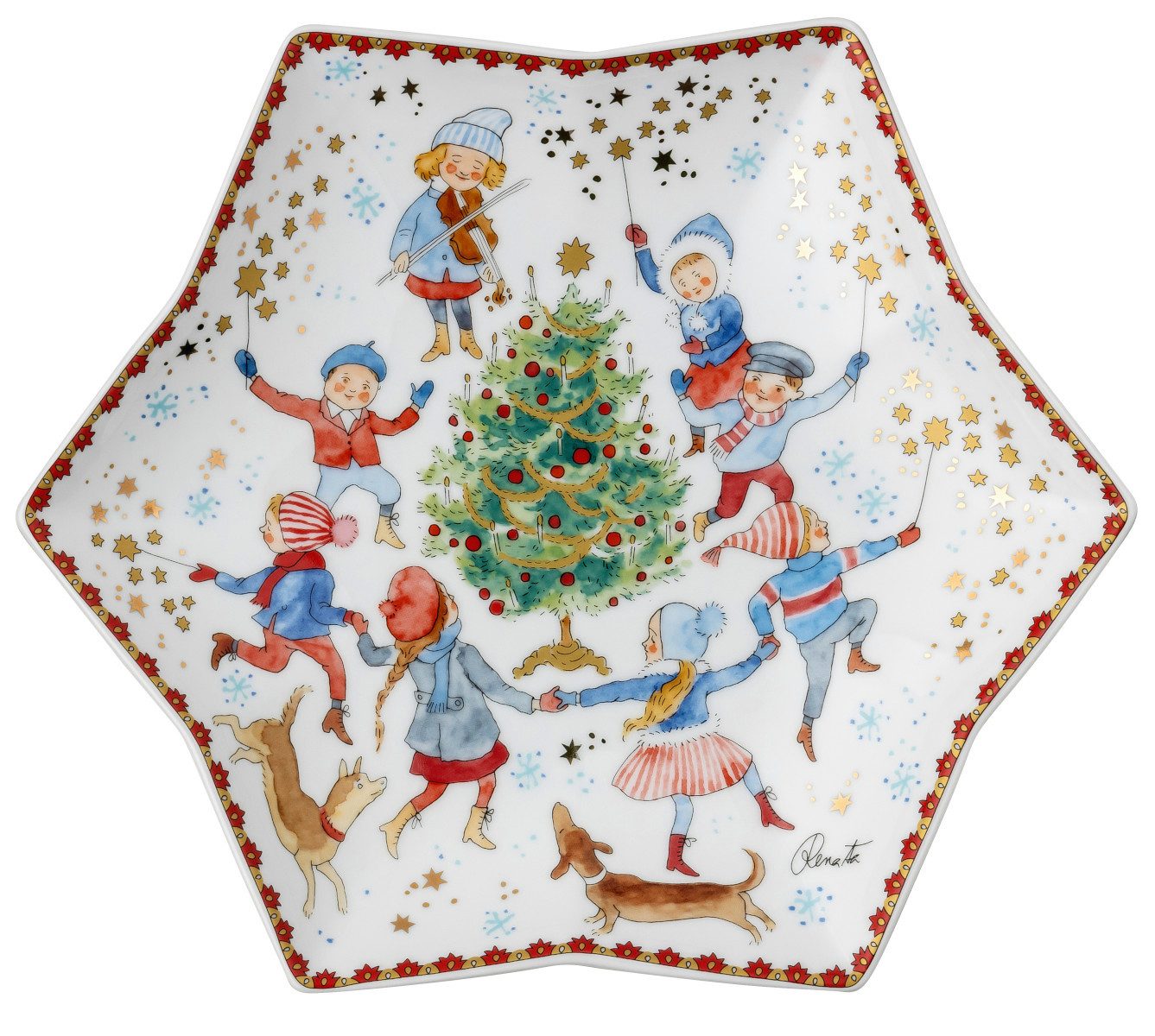 Hutschenreuther Gebäckteller Sammelkollektion 2023 Weihnachtsklänge Sternschale 24cm, Porzellan, (Schüsseln & Schalen)