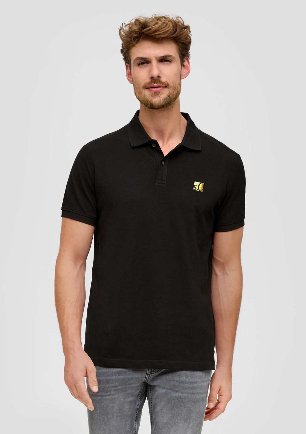 s.Oliver Poloshirt Poloshirt mit Metallic-Logo auf der Brust günstig online kaufen