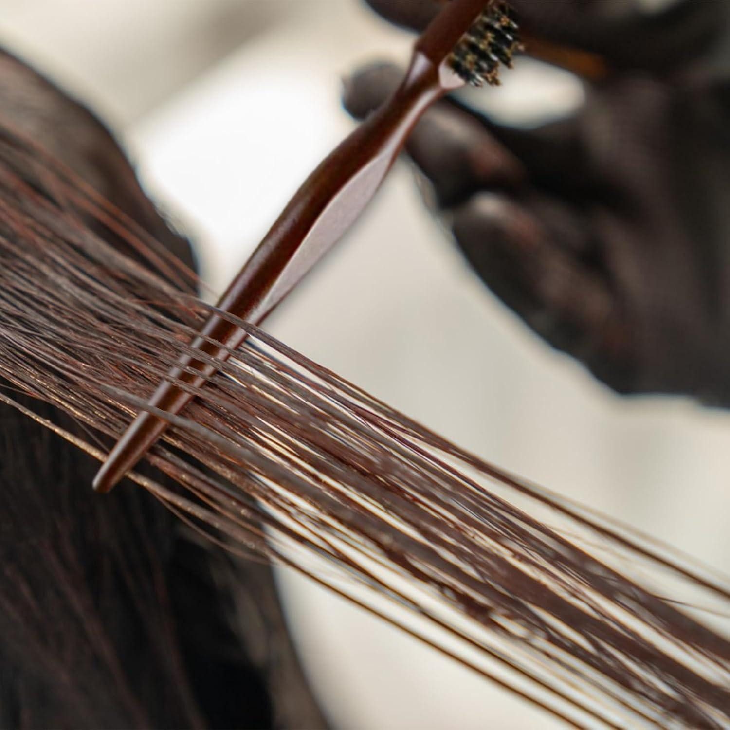 LuxusKollektion Haarbürsten-Set Haarbürste Wildschweinborsten Holzgriff Rundbürste Zopf Bun 21cm+24cm