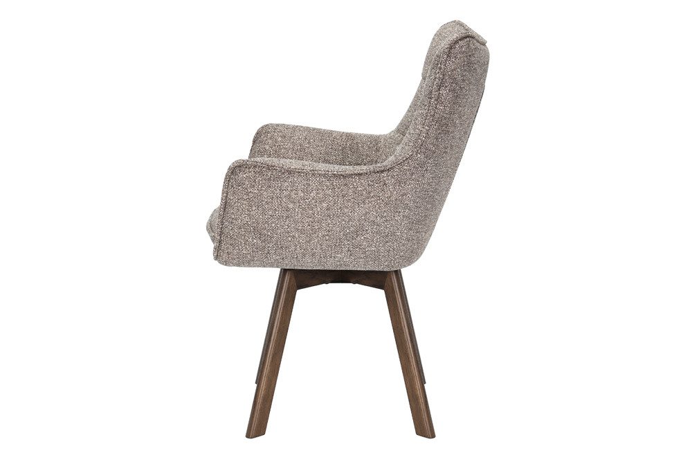 riess-ambiente Drehstuhl THOR taupe / braun - Strukturstoff, Eichenholz, 360° drehbar, Armlehne (Einzelartikel, 1 St), Retro-Polsterstuhl - ideal für Ess-, Arbeits-, Wohnzimmer und Büro