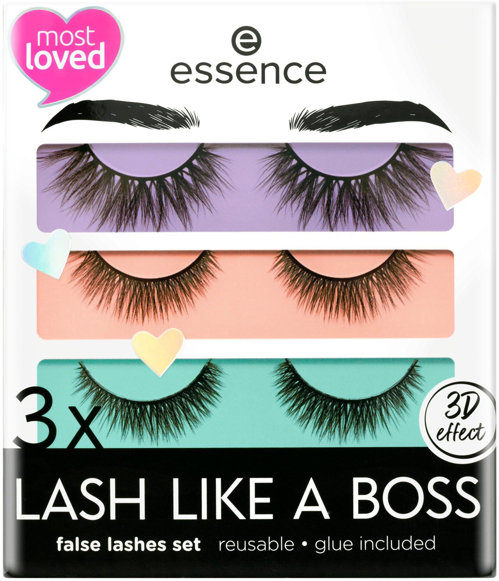 3x false A tlg. Essence Set, BOSS lashes set, 3 LASH LIKE Bandwimpern