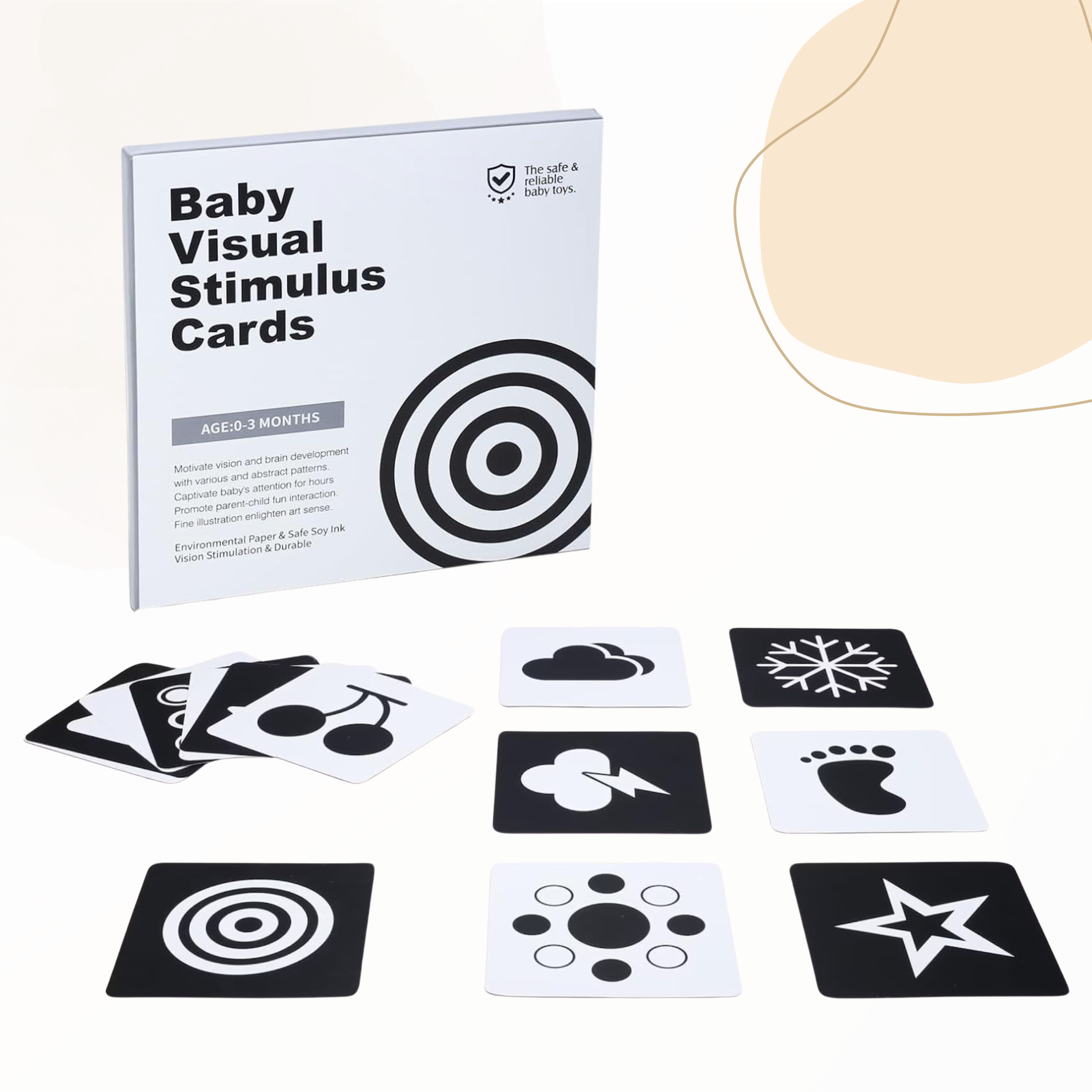 TinyLearner Lernspielzeug Montessori Kontrast-Karten, CE-Zertifiziert