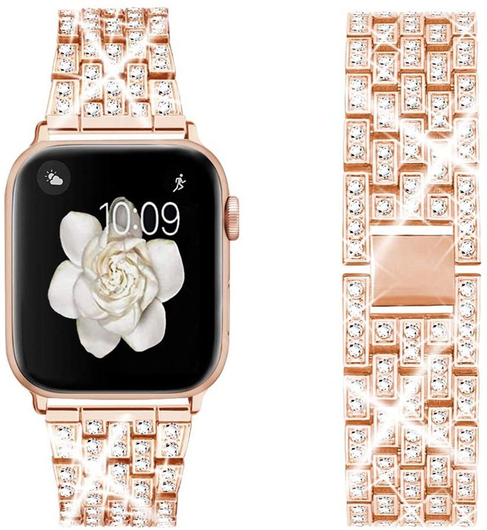 Smartwatch-Armband rose mit für Apple kompatibel 7/6/5/4/SE/3/2/1 Armband gold iWatch Watch ELEKIN Serie