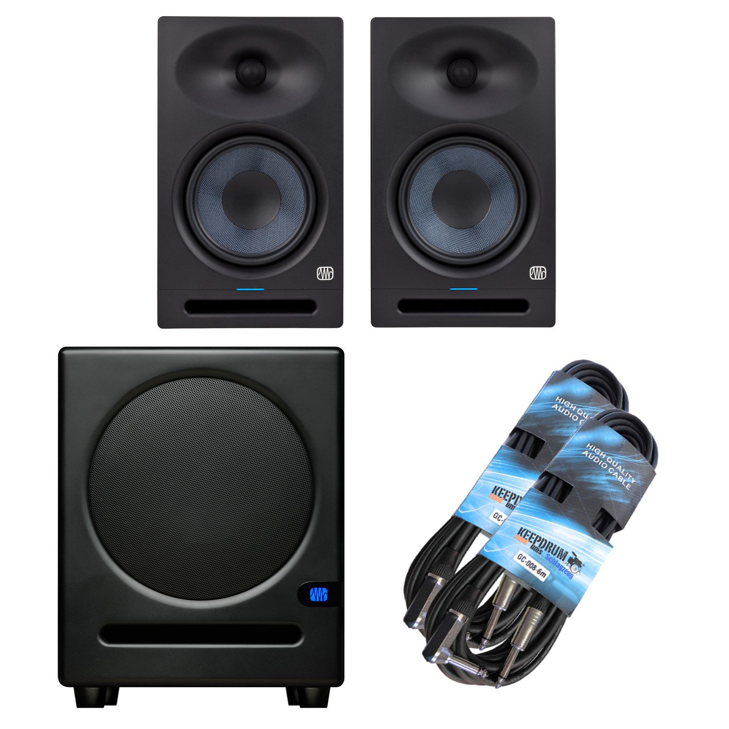 Presonus Eris Studio 8 mit Eris Sub 8 BT Subwoofer Lautsprecher (Bluetooth, 140 W, mit Klinkenkabel)