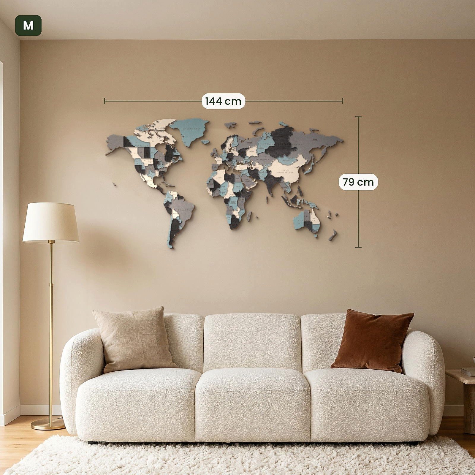 Eco Wood Art Wandbild Mehrfarbige Holz Weltkarten, Weltkarte