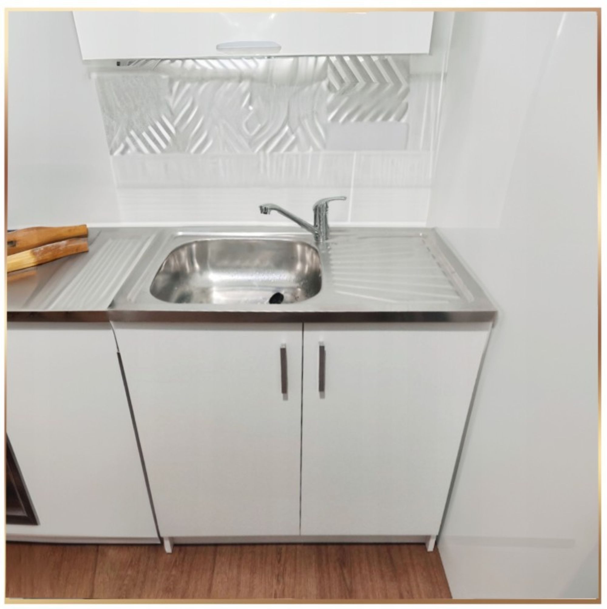 STAMAR Spülenschrank Küchenschrank 80cm Weiß Spüle 50x80 Abtropf Armatur Chrom Set XXL Standschrank 46cm Tiefe Siphon Geschirrspüler Komplett Montagefertig