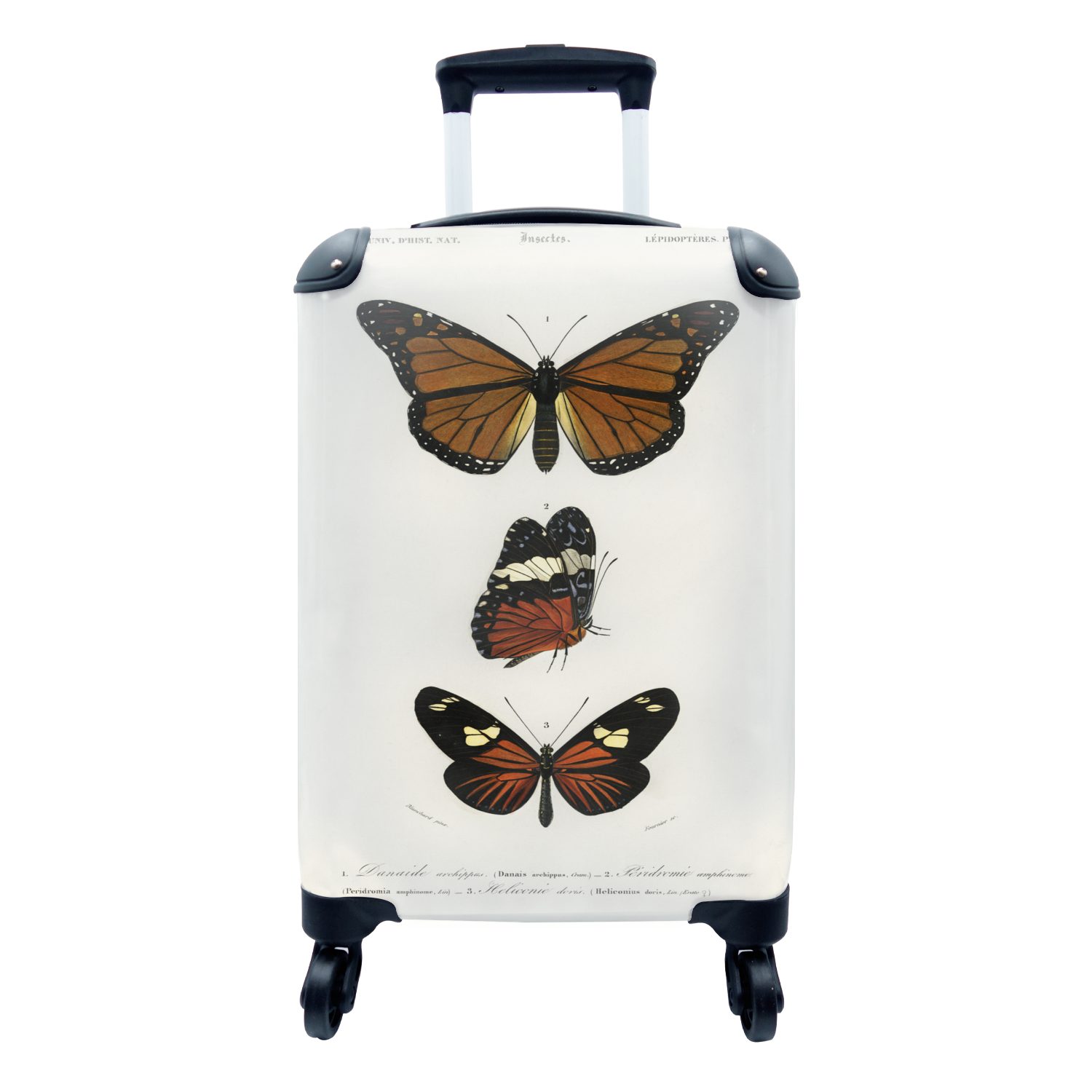 MuchoWow Handgepäckkoffer Schmetterling - Vintage - Insekten, 4 Rollen, Reisetasche mit rollen, Handgepäck für Ferien, Trolley, Reisekoffer