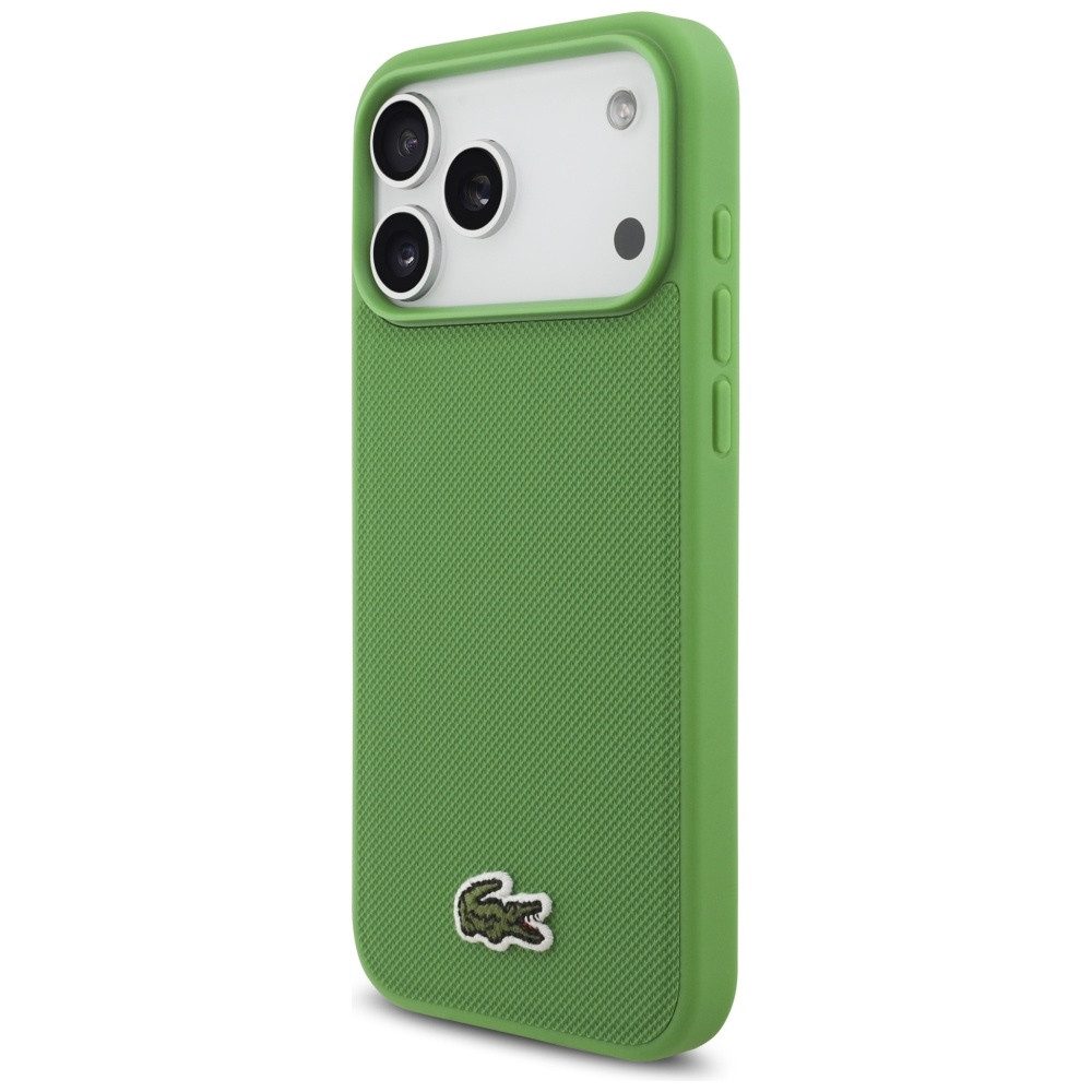Lacoste Handyhülle iPhone 17 Pro Max Iconic Petit Pique grün Logo Krokodil Magsafe 6,9 Zoll, Kantenschutz