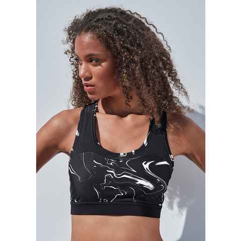 LASCANA ACTIVE Funktionsshirt -Sporttop Black Marble mit Racerback und Mesh