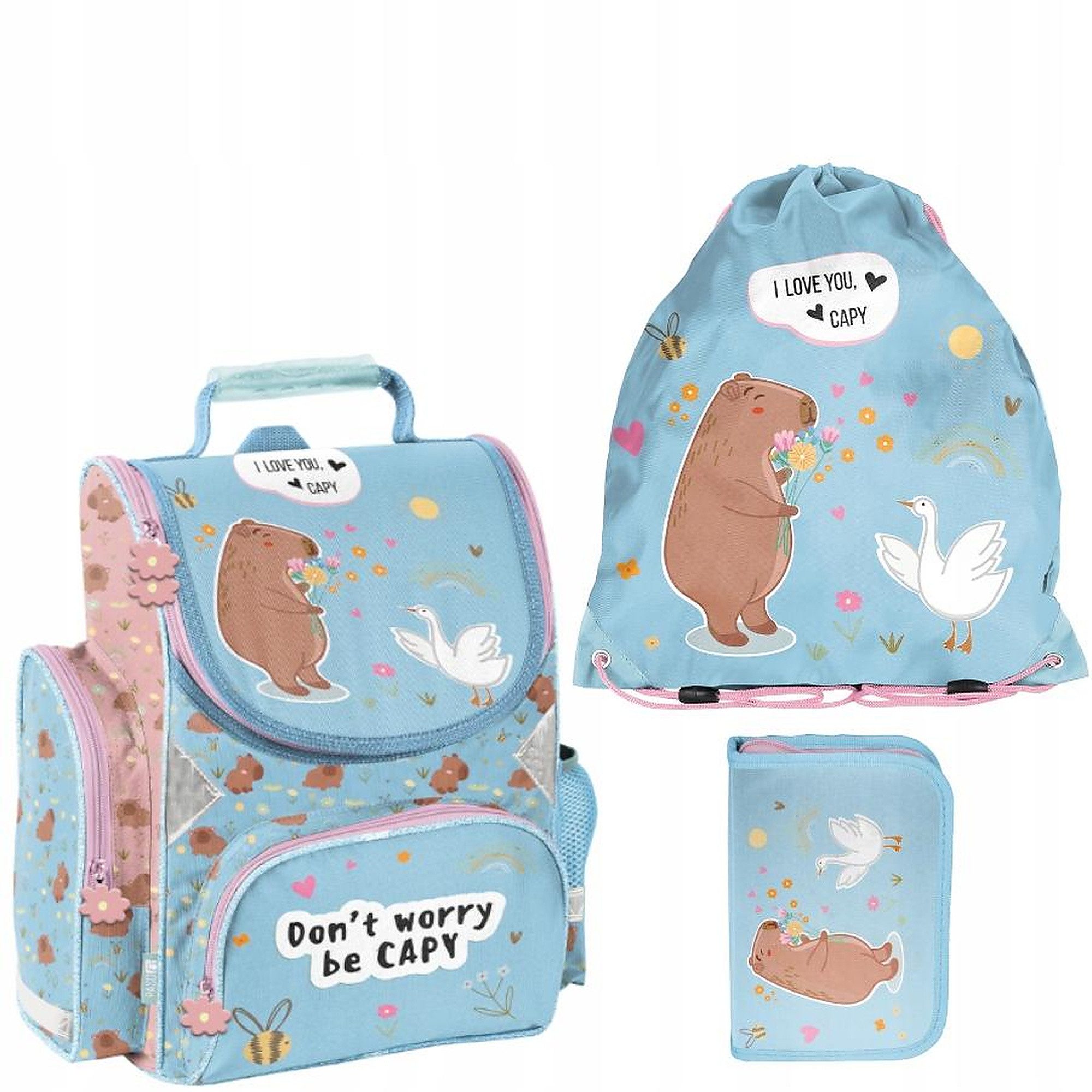 PASO Schulrucksack (Schulset, 3-tlg), Capybara, 3-tlg. Set