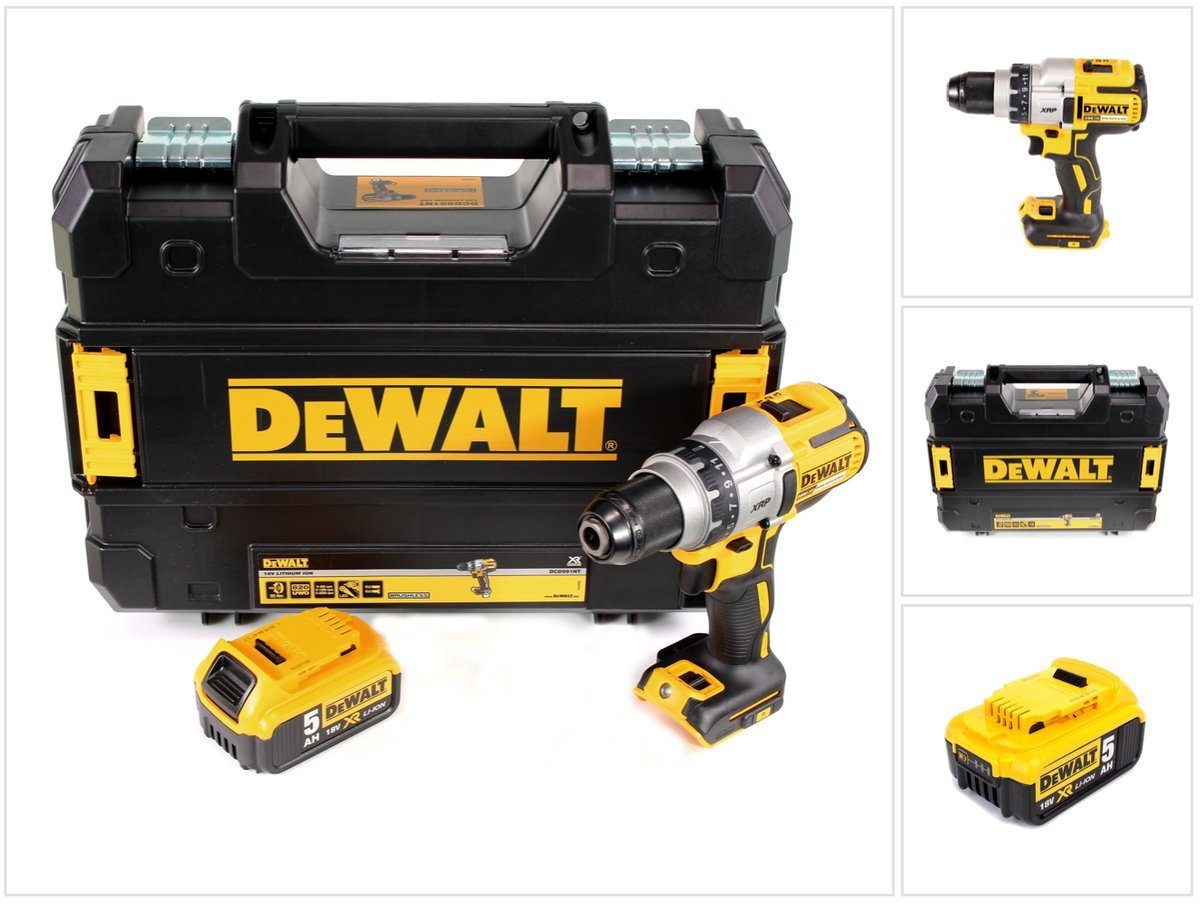 DeWalt Säulenbohrmaschine DCD 991 Akku Bohrschrauber 18V 95Nm Brushless + 1x Akku 5,0Ah + TSTAK