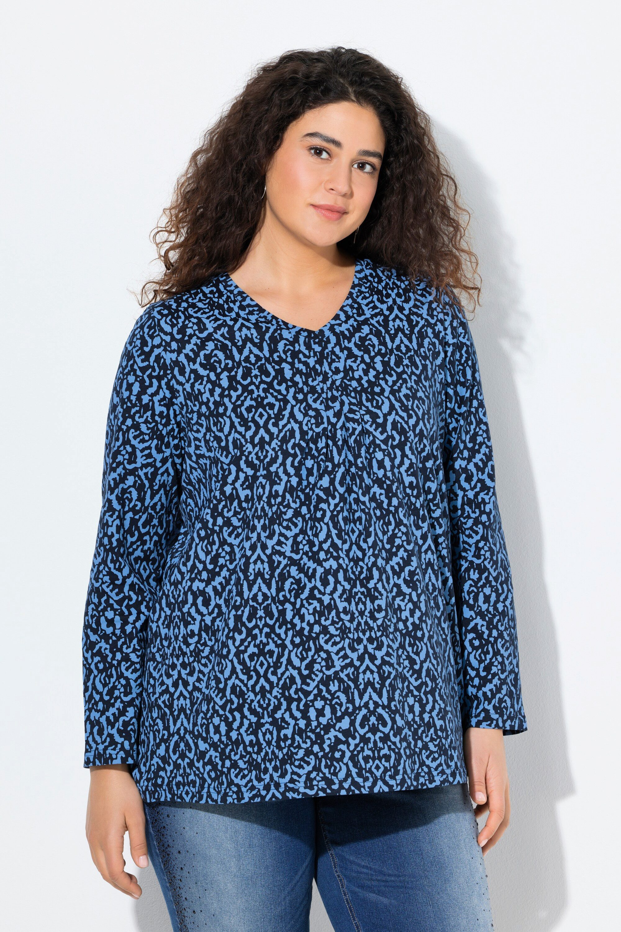 Ulla Popken Longsleeve Shirt Zierfalten A-Linie günstig online kaufen