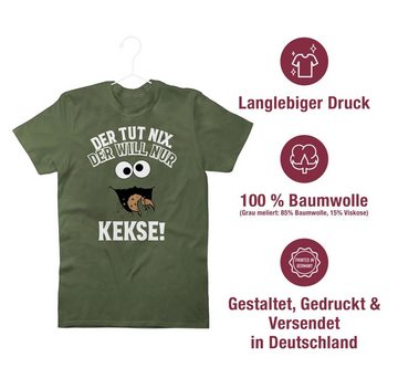 Shirtracer T-Shirt Der tut nix. Der will nur Kekse! - weiß/schwarz Karneval Outfit