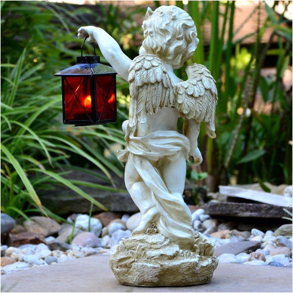 INtrenDU Engelfigur Grabengel mit Laterne 38cm Grablicht Grab-Schmuck