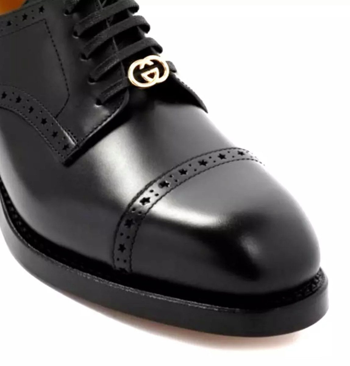 GUCCI Interlocking Derby Schuhe Mit Goodyear-Rahmen Schnürschuh GG-Logo-Detail und filigrane Brogue-Details