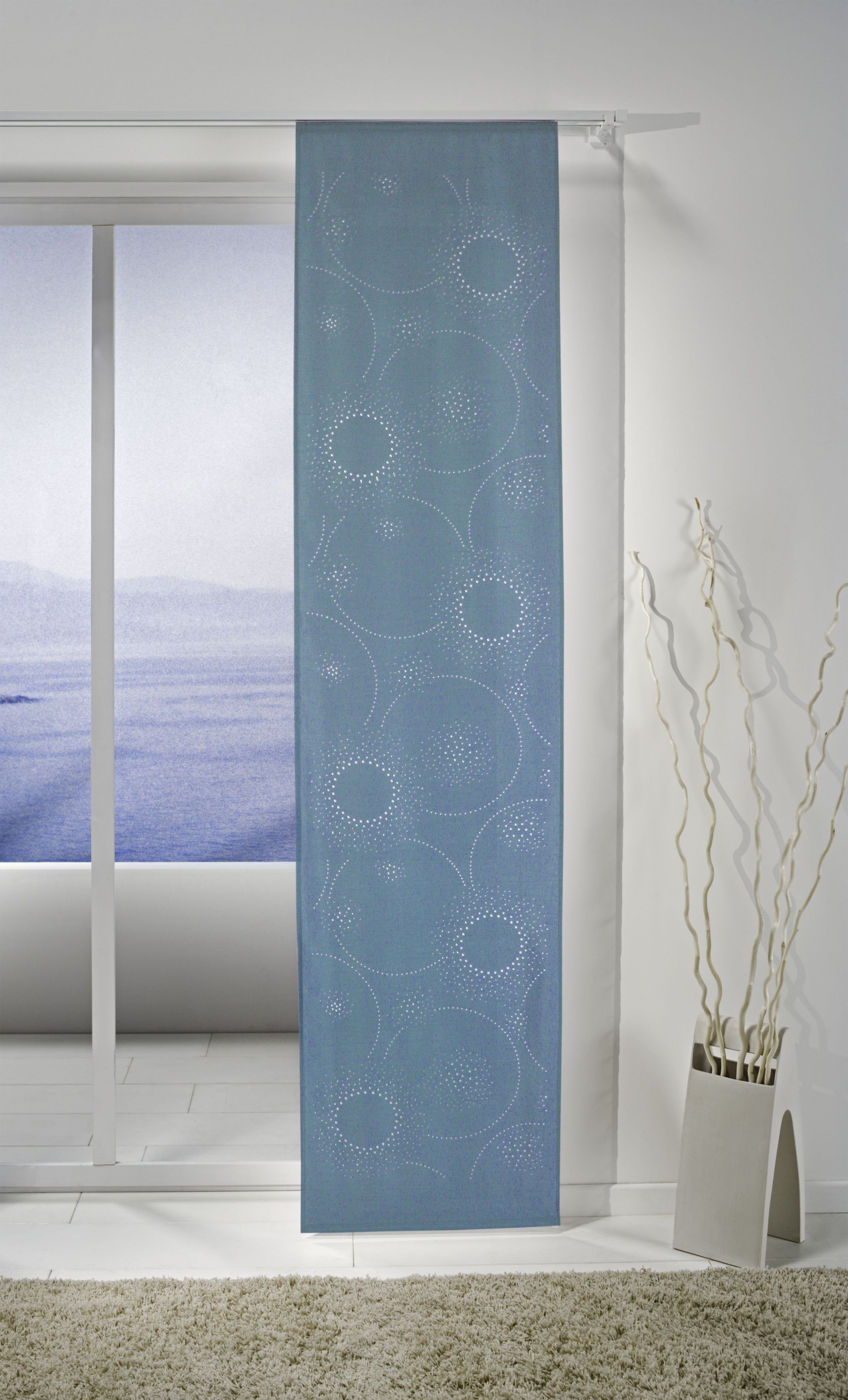 ELBERSDRUCKE Schiebegardine Cosmos 01 blau (1 St), Klettband, transparent, Voile