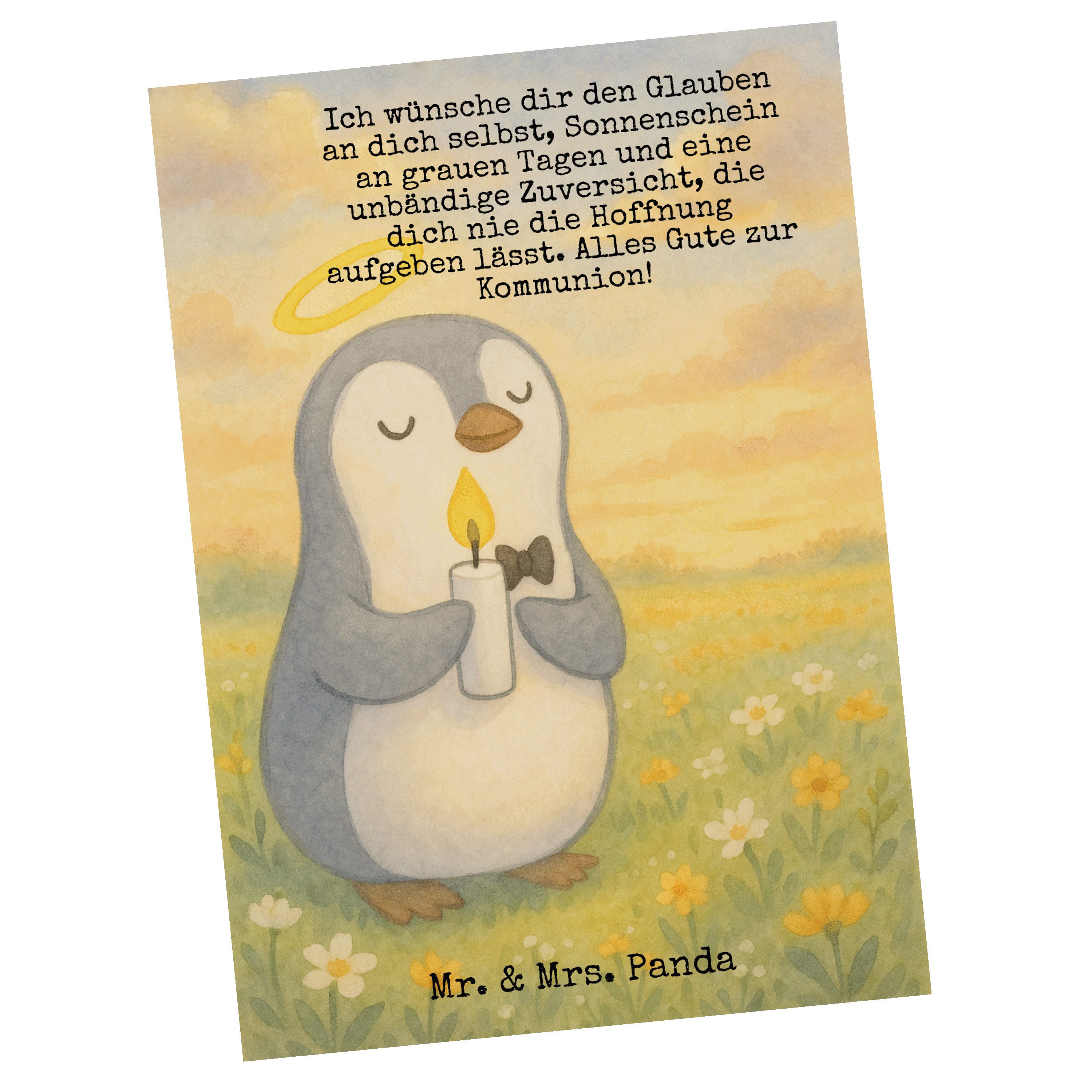 Mr. & Mrs. Panda Postkarte Pinguin Kommunion Design, Postkarte, Weiß, Dankeschön, Postkarten, Gr, Ansichtskarten Kommunion Geschenk Designkarte