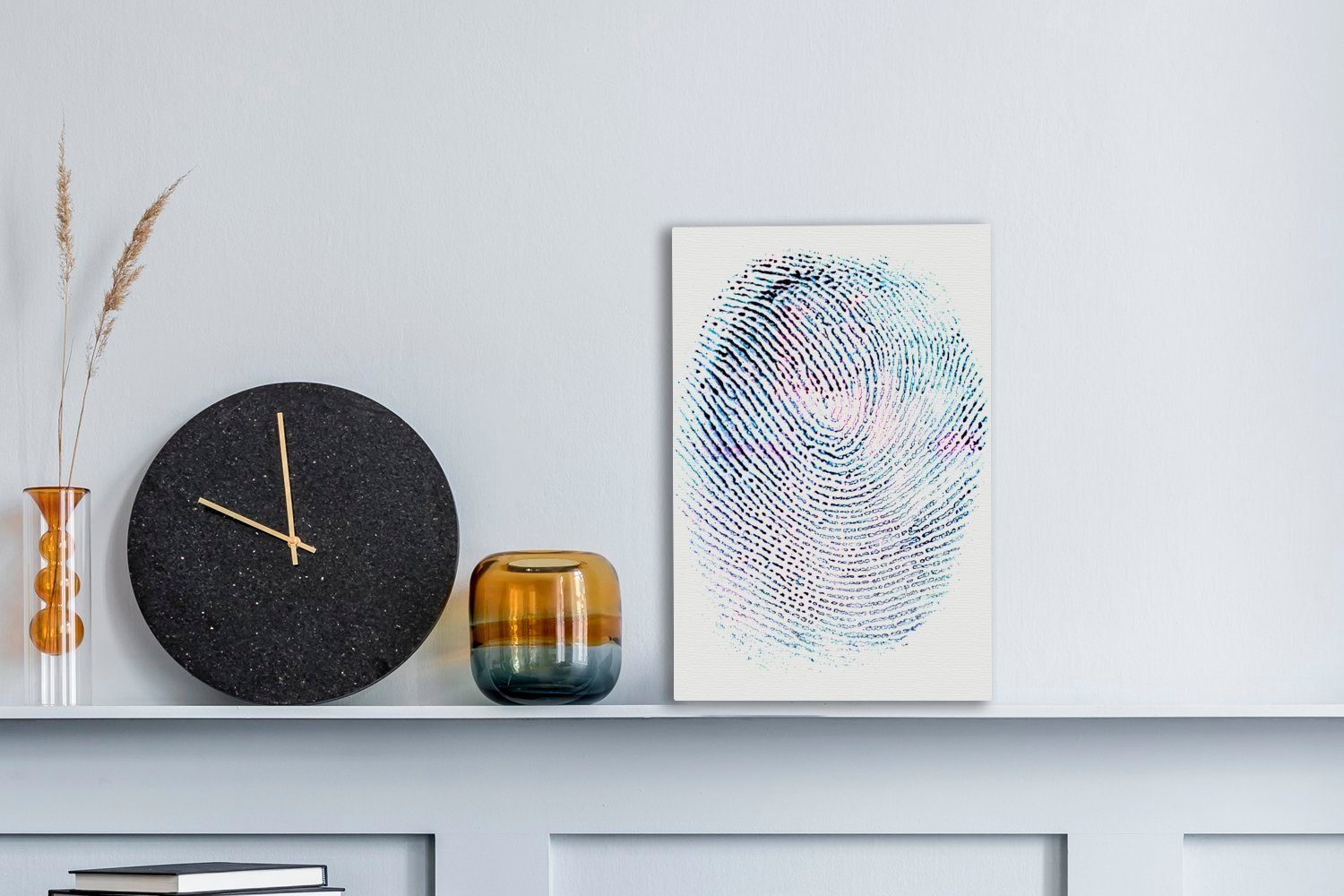 OneMillionCanvasses® Leinwandbild Farbiger Fingerabdruck, bespannt 20x30 inkl. cm Gemälde, fertig (1 St), Leinwandbild Zackenaufhänger
