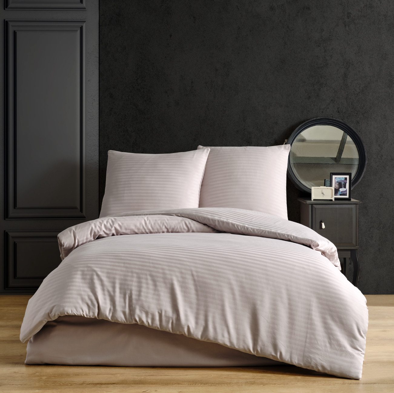 Nordqueen Bettwäsche Nordqueen Satin Gestreift Bettwäsche, 100% Baumwolle, %100 Satin, Gestreiftes Satin-Bettwäsche aus 100 % Baumwolle, Sommer Bettwäsche