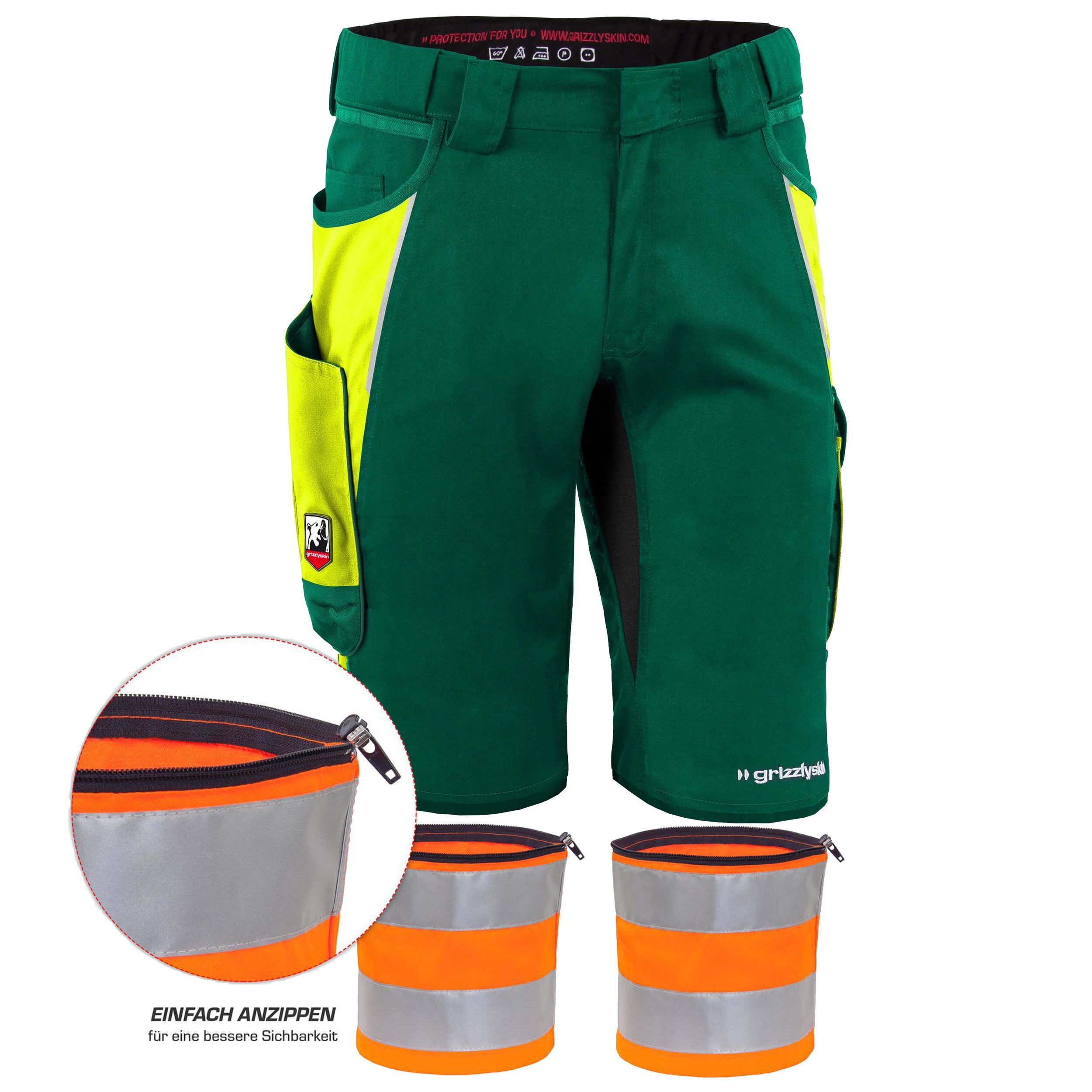 Qualitex Workwear Arbeitsshorts REFLEX-BUNDLE IRON Shorts + Reflexstreif - Lyocell, Cordura & Stretch (2-tlg) modern kurze Arbeitshose - 13 Taschen - Strapazierfähig - Atmungsaktiv
