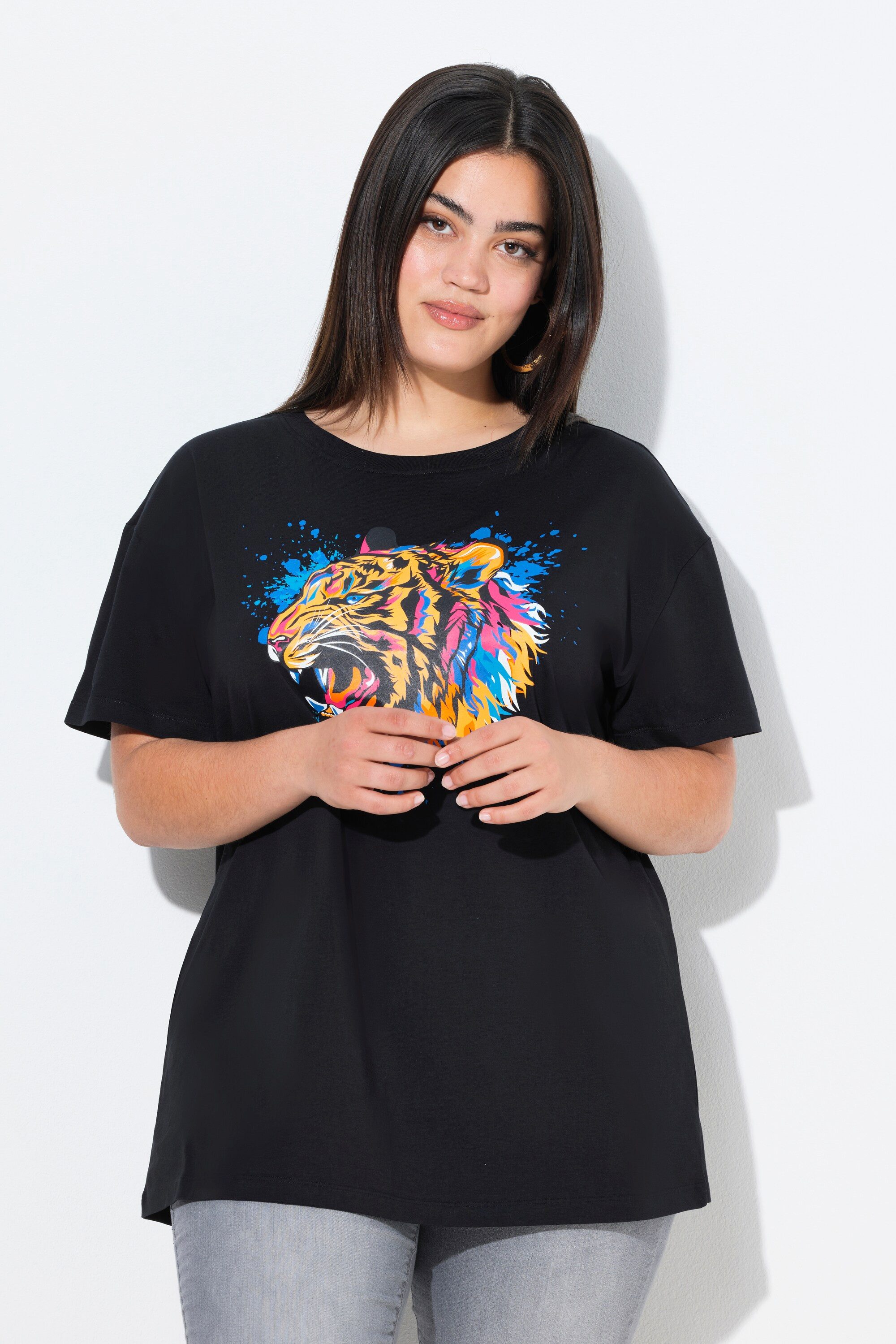 Angel of Style T-Shirt T-Shirt Boxy Fit farbiger Tigerkopf günstig online kaufen