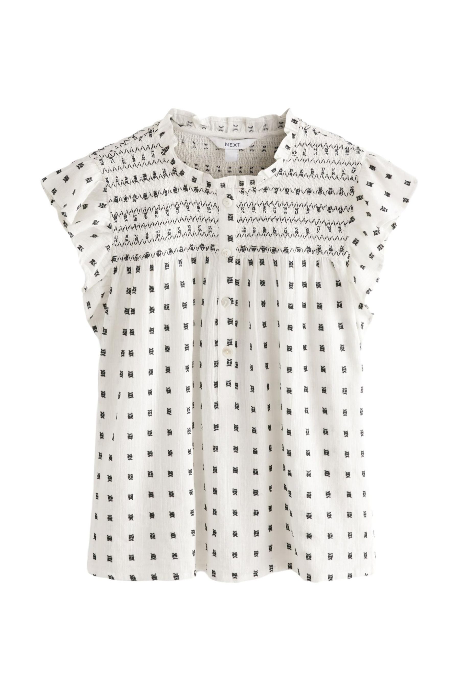 Blusentop Bluse mit Rüschen und Lochstickerei