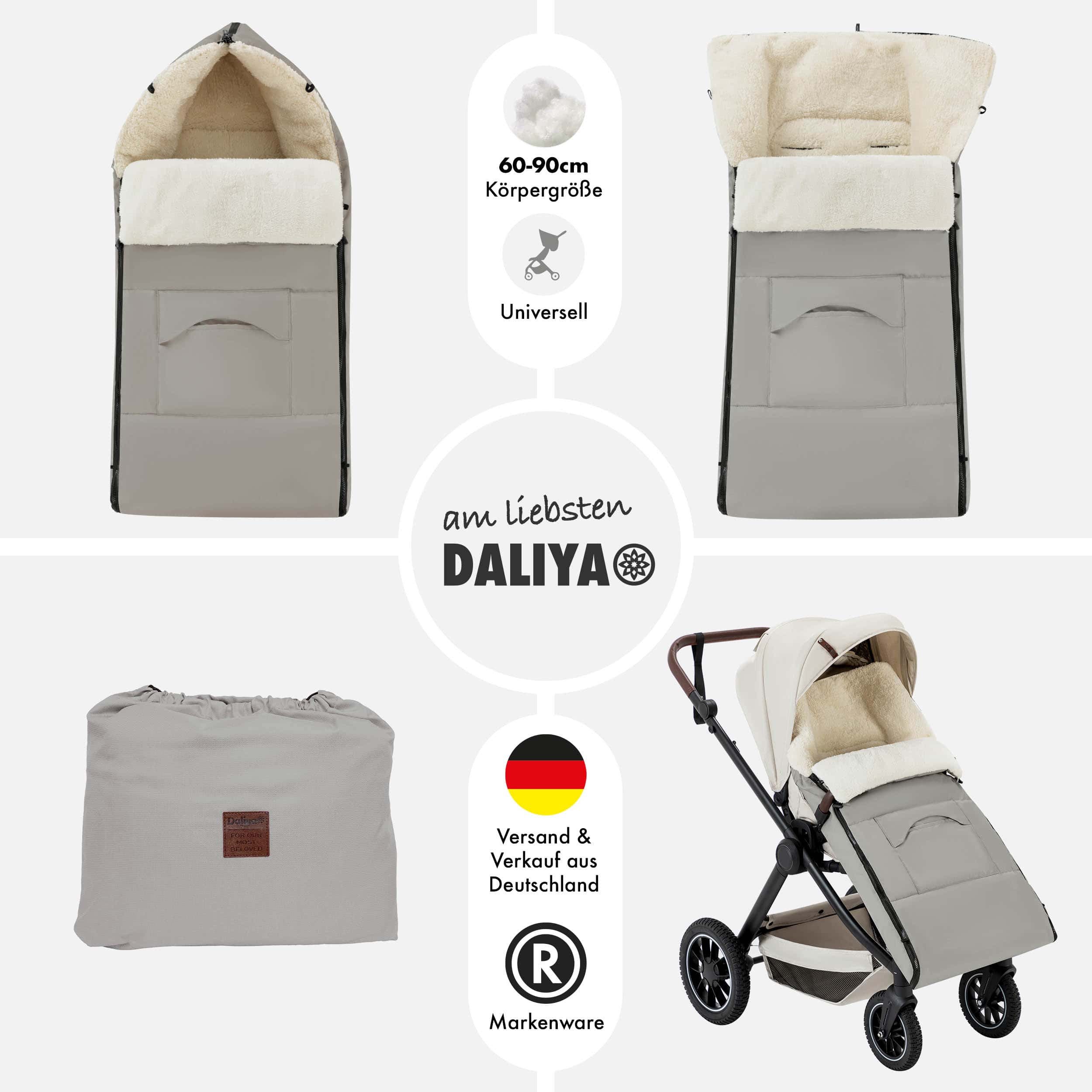 Daliya® Fußsack Schlafsack und Fußsack für Buggy und Sportsitz, Winterfußsack, Universell für alle Kinderwagen, Kuschelig, Tasche zum Verstauen