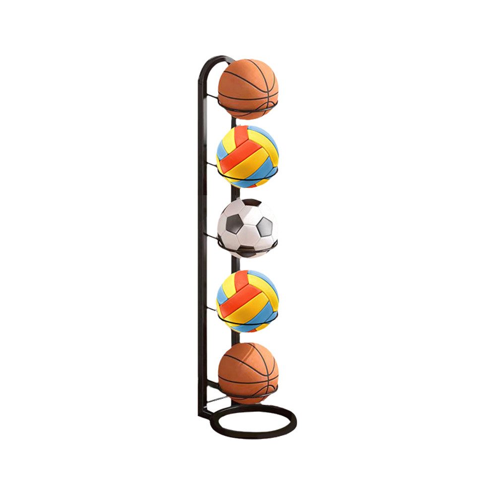 Agger Basketballständer Ballregal 4 Ebenen, Fußballständer & Volleyball Aufbewahrung (1-St), Platzsparendes Sportball Regal für Zuhause, Schule und Garage