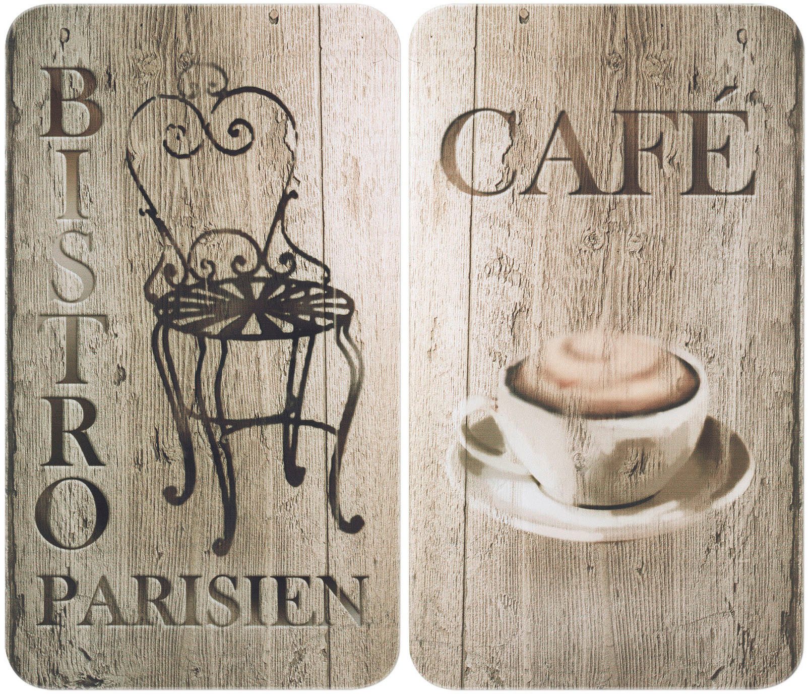 WENKO Herd-Abdeckplatte Universal Modell Bistro, Glas, (Set, 2 tlg), Herdabdeckung für alle Herdarten, kratzfest, mit rutschfesten Füßen