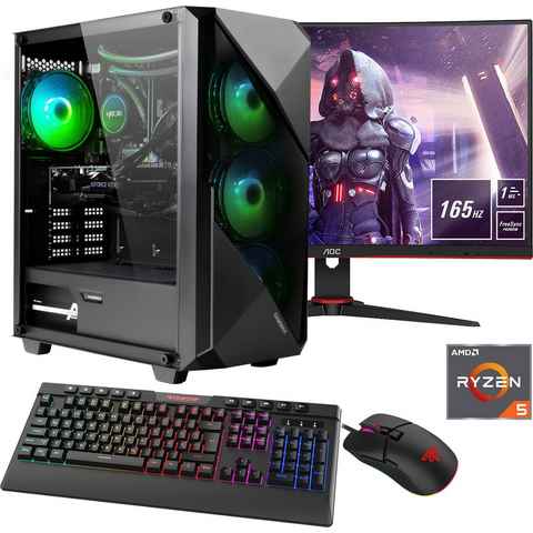 Hyrican Striker SET02262 Gaming-PC-Komplettsystem (27", Ryzen Ryzen 5 5600X, RTX 3060 Ti, 16 GB RAM, 960 GB SSD, 5600X, Windows 11, inklusive 27" Monitor AOC C27G2AE/BK)