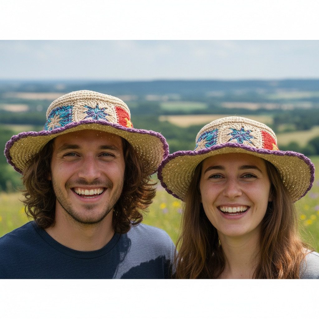 Guru-Shop Strickmütze Gehäkelter Sommerhut, bunter natürlicher.. günstig online kaufen
