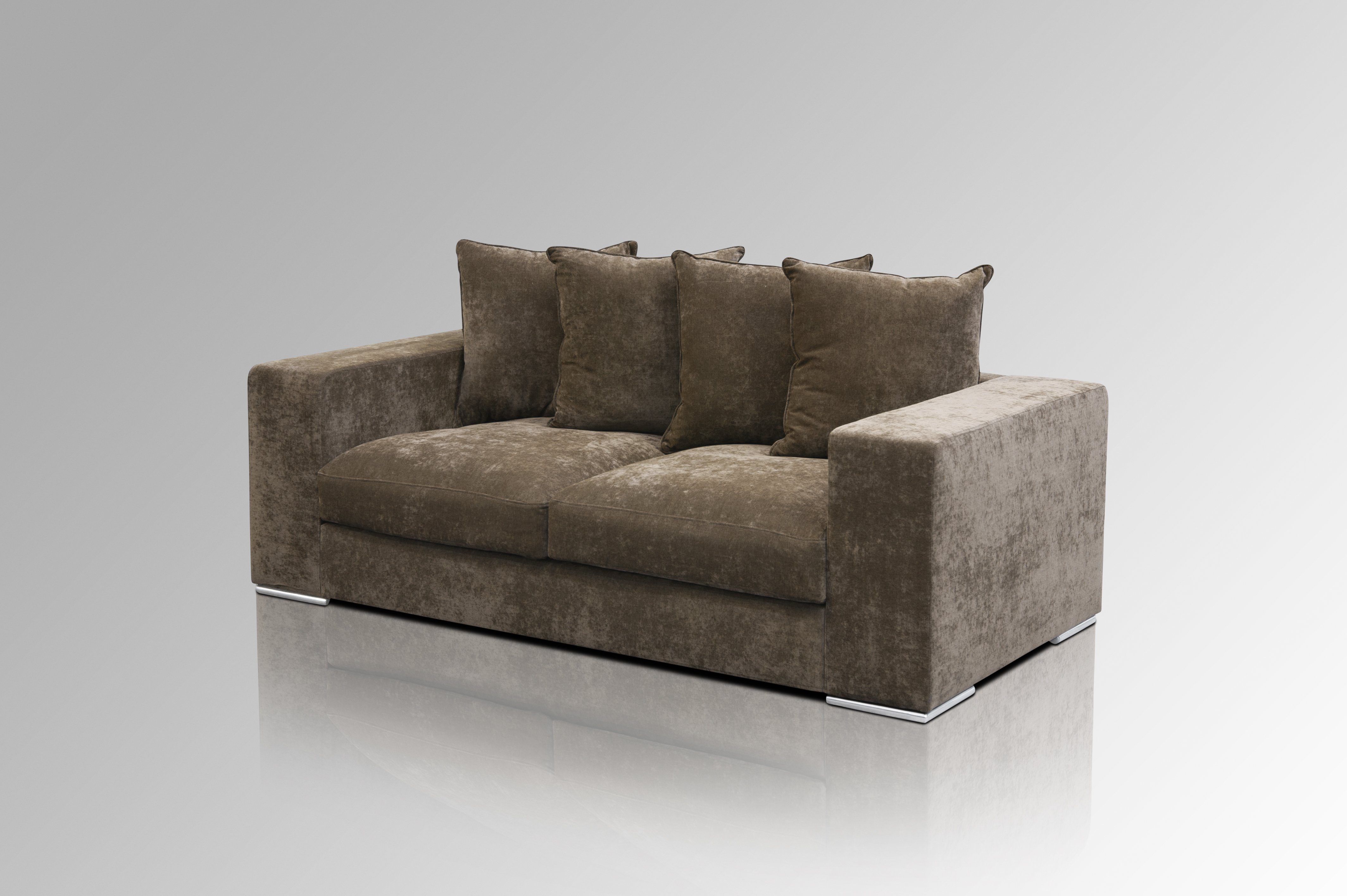 Samt Sitzer 4 Stoff-Bezug gemütlich Elements 'George' AMARIS Couch Größen od. (Samt) 2m, 2 Braun Sofa