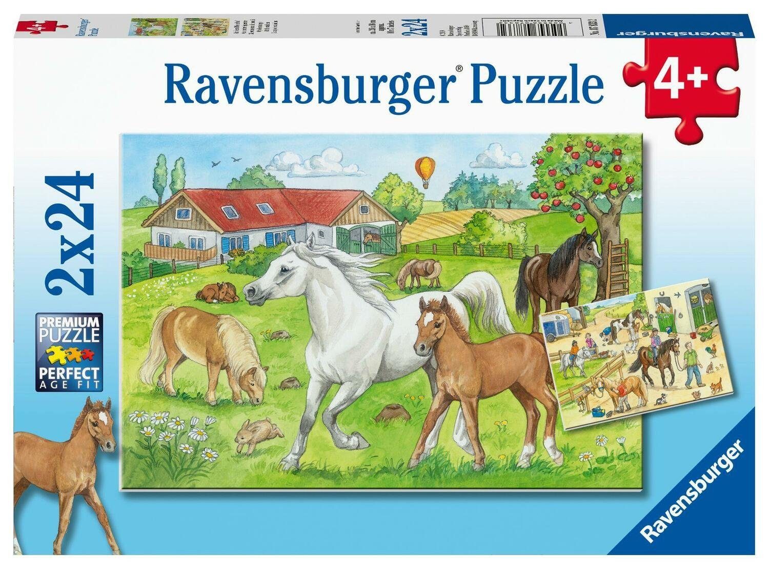 Ravensburger Puzzle Auf dem Pferdehof - Puzzle mit 2x24 Teilen, 24 Puzzleteile