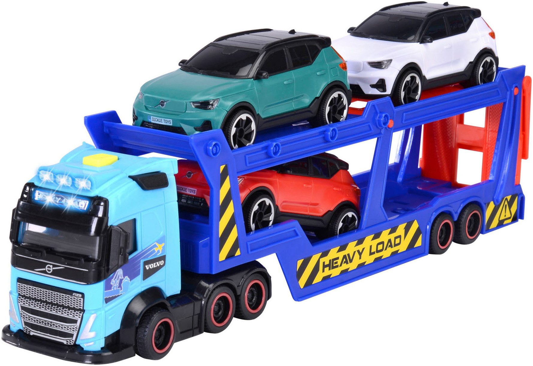 Dickie Toys Spielzeug-LKW Volvo Auto-Transporter FH 16, mit Licht und Sound; inkl. 3 Volvo Fahrzeugen