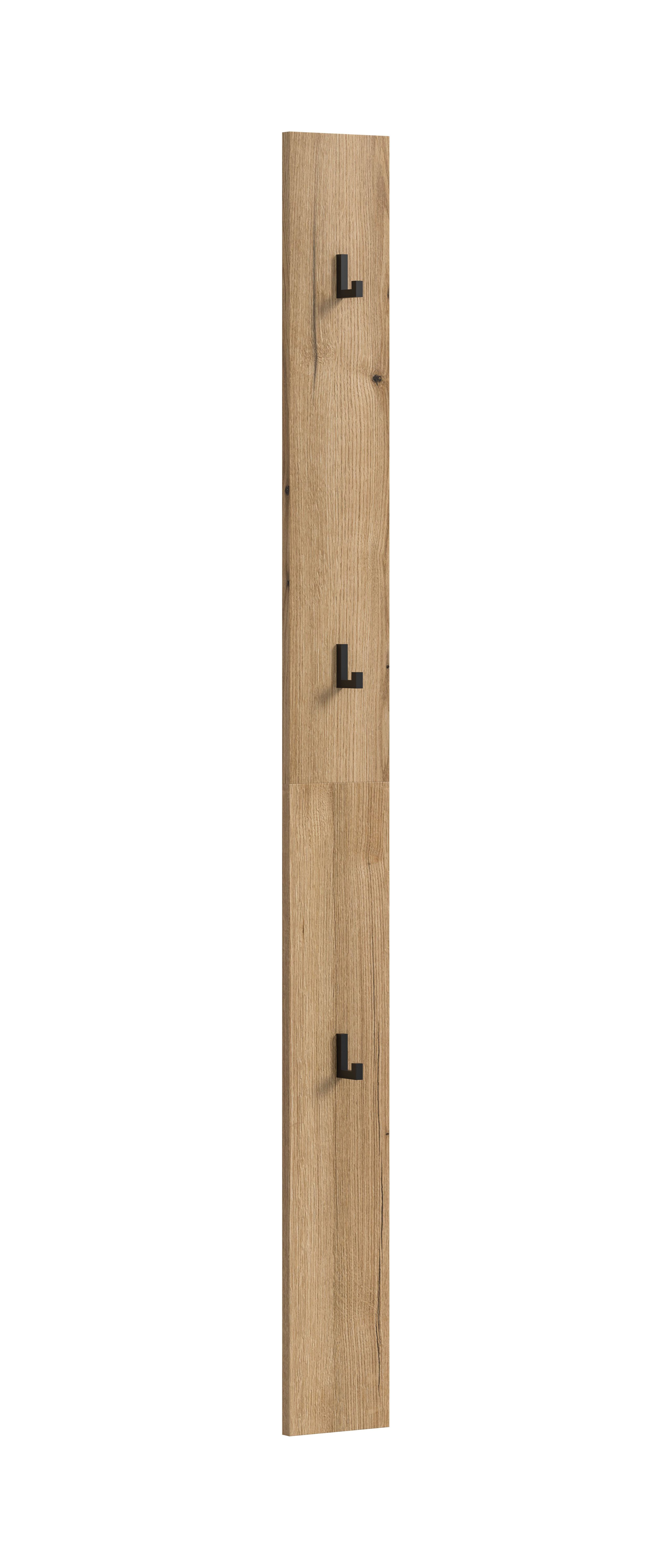 furnling Garderobenpaneel Naroa (1 St), 3 Haken, Garderobe, Garderobenmöbel, Evoke Oak, Höhe 160 cm
