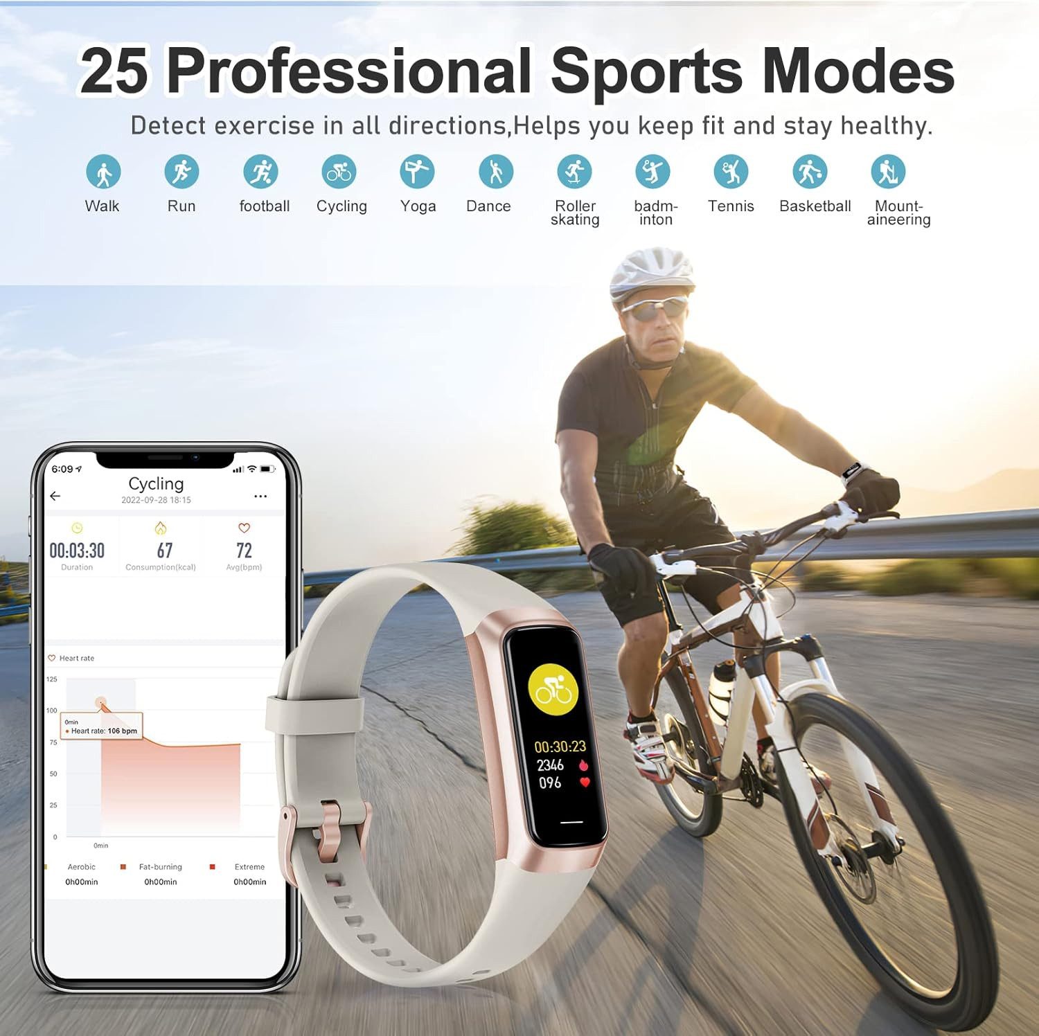 Zeacool Herren"s Damen"s GPS Fitness Tracker mit Herzfrequenz & Schlafanalyse Smartwatch (1,10 Zoll, Android/iOS), IP68 Wasserdichtes Aktivitätsarmband mit SPO2 & 25 Sportmodi