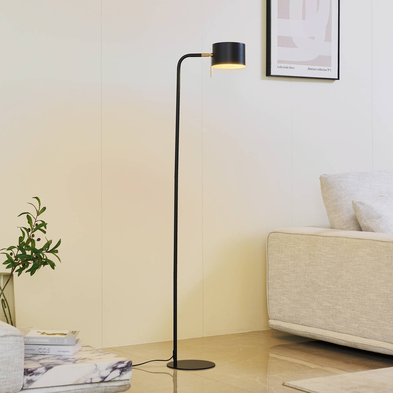 Lindby Stehlampe Kaida, Metall, Schwarz IP20, 1 x 15 W LED