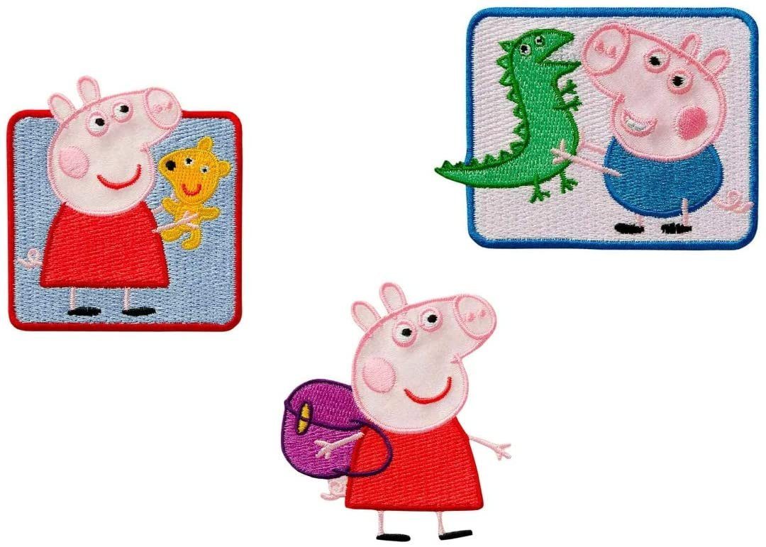 Mono-Quick Пластырь Bügelbild, Aufbügler, Applikationen, Patches, Flicken, zum aufbügeln, Polyester, Peppa Pig Set 3 Stück - Größe: 7,7 x 5,8 cm
