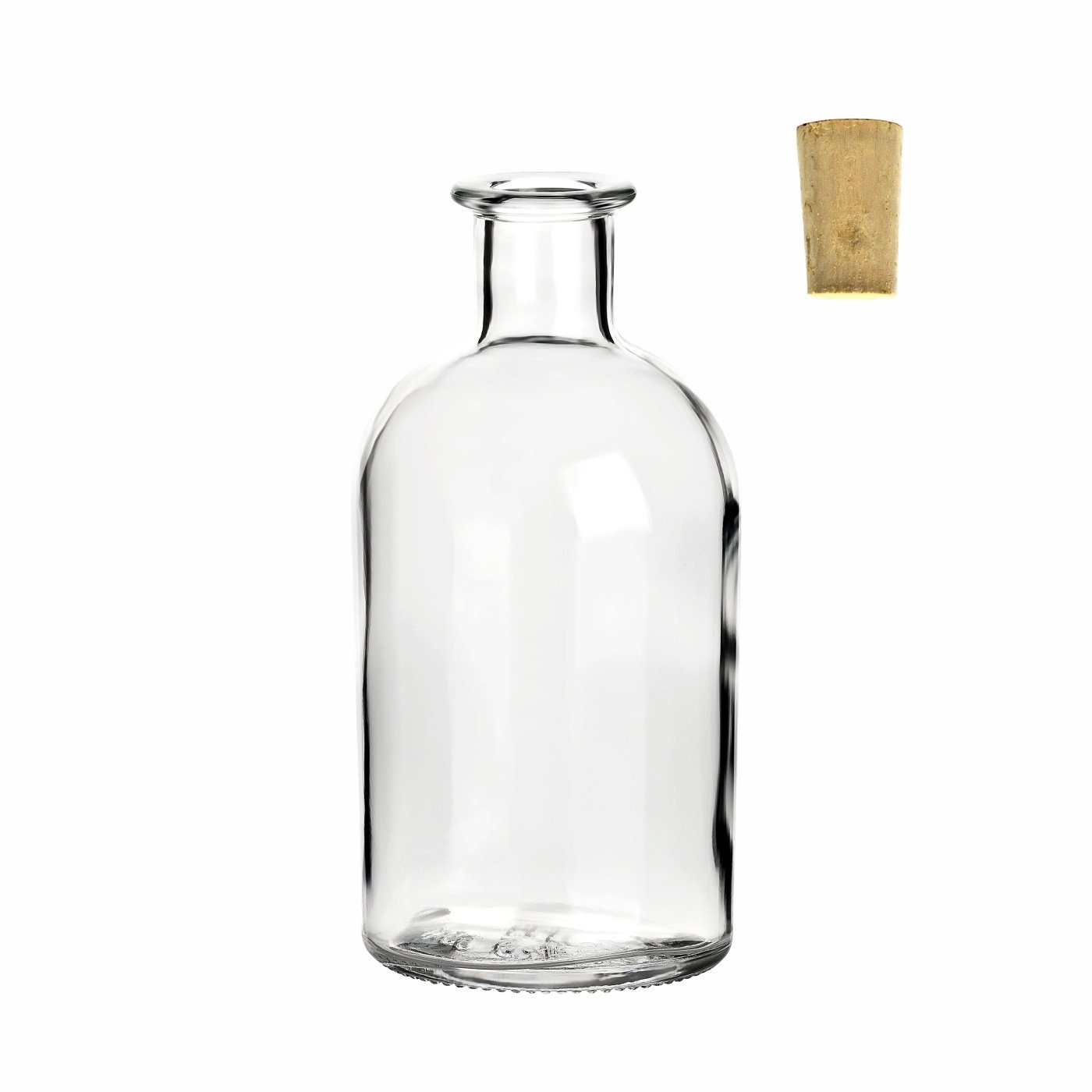 12er - Leere Apotheker Glasflaschen gouveo Set, ml Transparent, l, 0,25 Likörflasche Korken 250 Trinkflasche mit SK