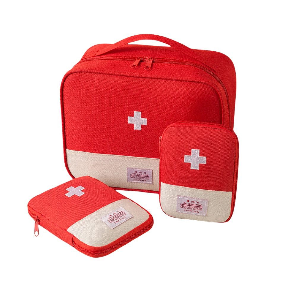 Einfach Pillendose Reise-Erste-Hilfe-Set, Aufbewahrungsbox für Erste-Hilfe-Medikamente (3 St., Tragbares medizinisches Notfallset für Camping und Wandern (Red Kit), Multifunktionale Outdoor-Pillen-Aufbewahrungsbox im Dreierpack