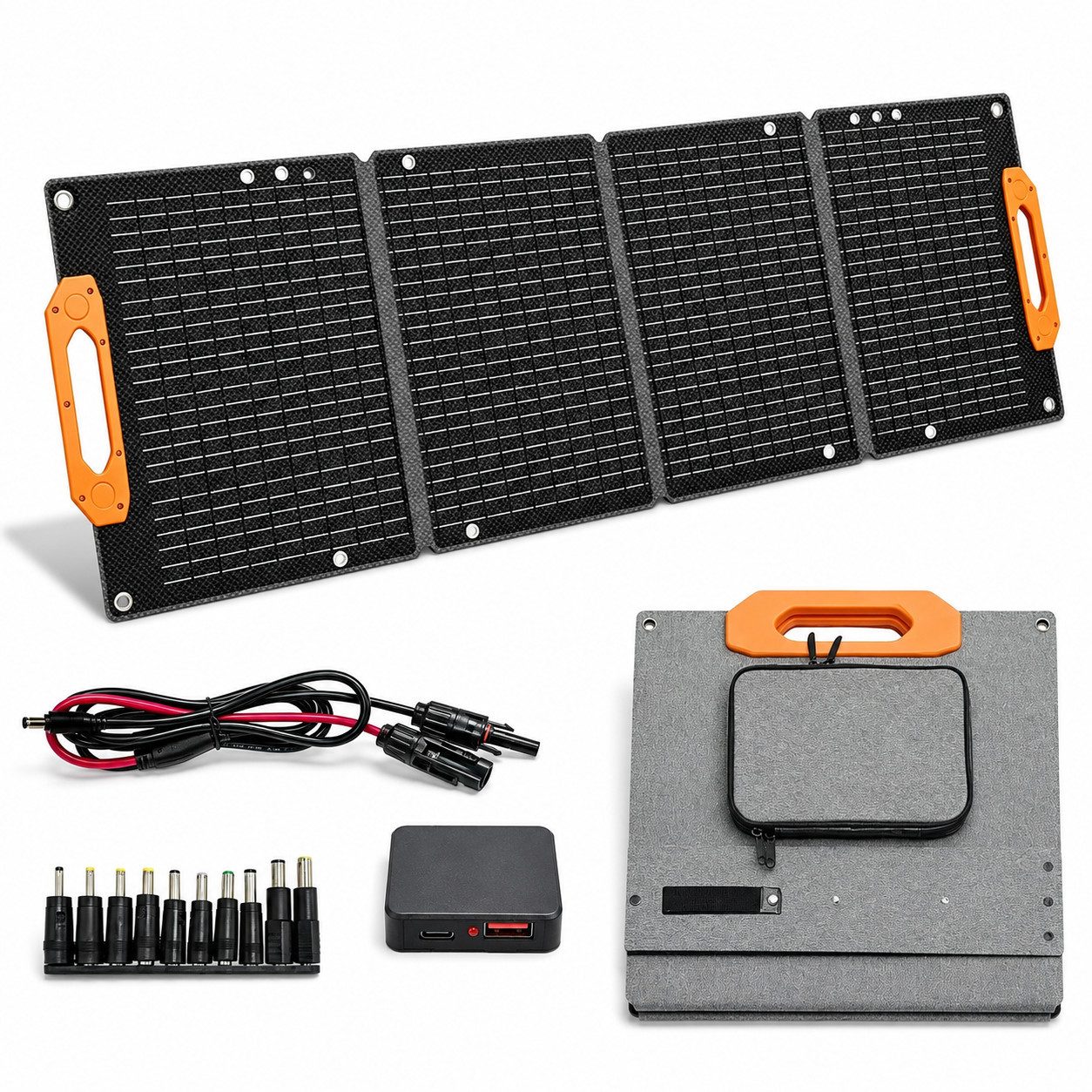 Goldstern-Tech Solarmodul, 100 W, (mit ETFE-Oberfläche, 23–25 % Wirkungsgrad, Tragegriff & Aufstellfunktion), für Camping, Wohnmobil, Balkon & Powerstation