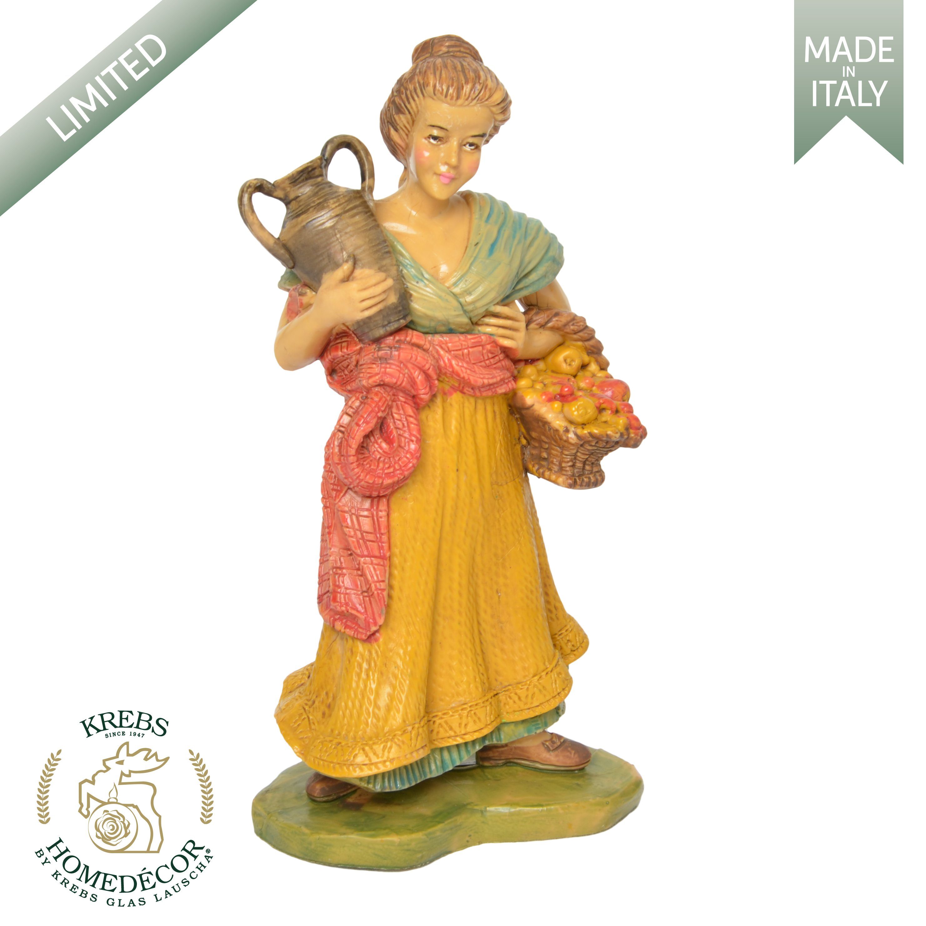 Christbaumschmuck Figur 20cm - Magd mit Obstkorb: gelber Rock (1-tlg)