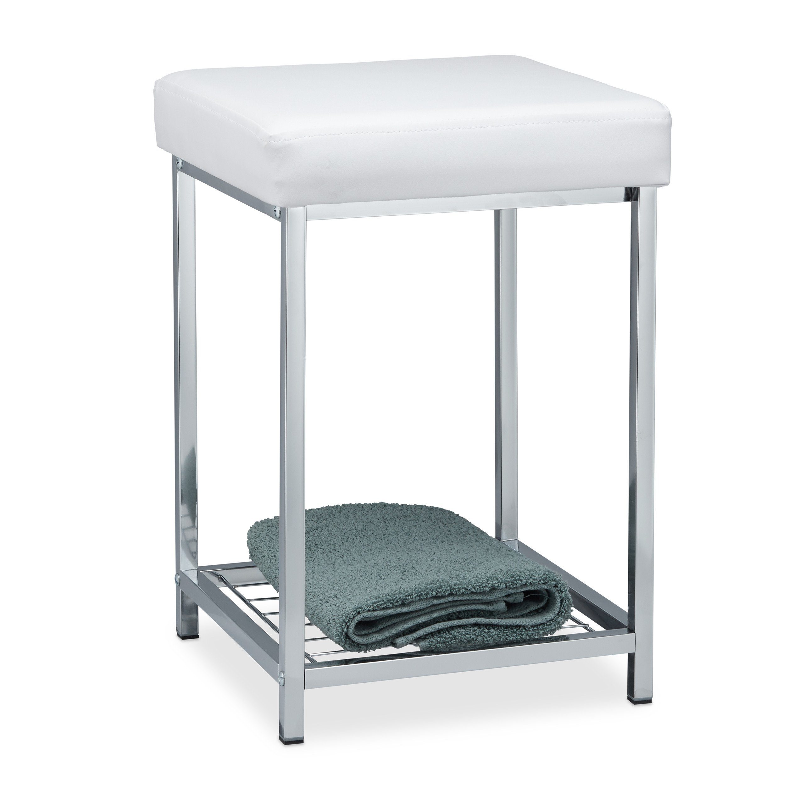 relaxdays Polsterhocker Gepolsterter Hocker mit Ablage günstig online kaufen