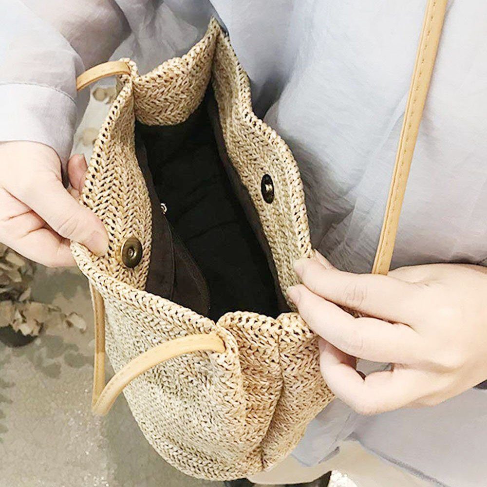 Orbeet Trachtentasche Strandtasche Khaki Handbag Large Women's Bag Shoulder Woven Straw Tote